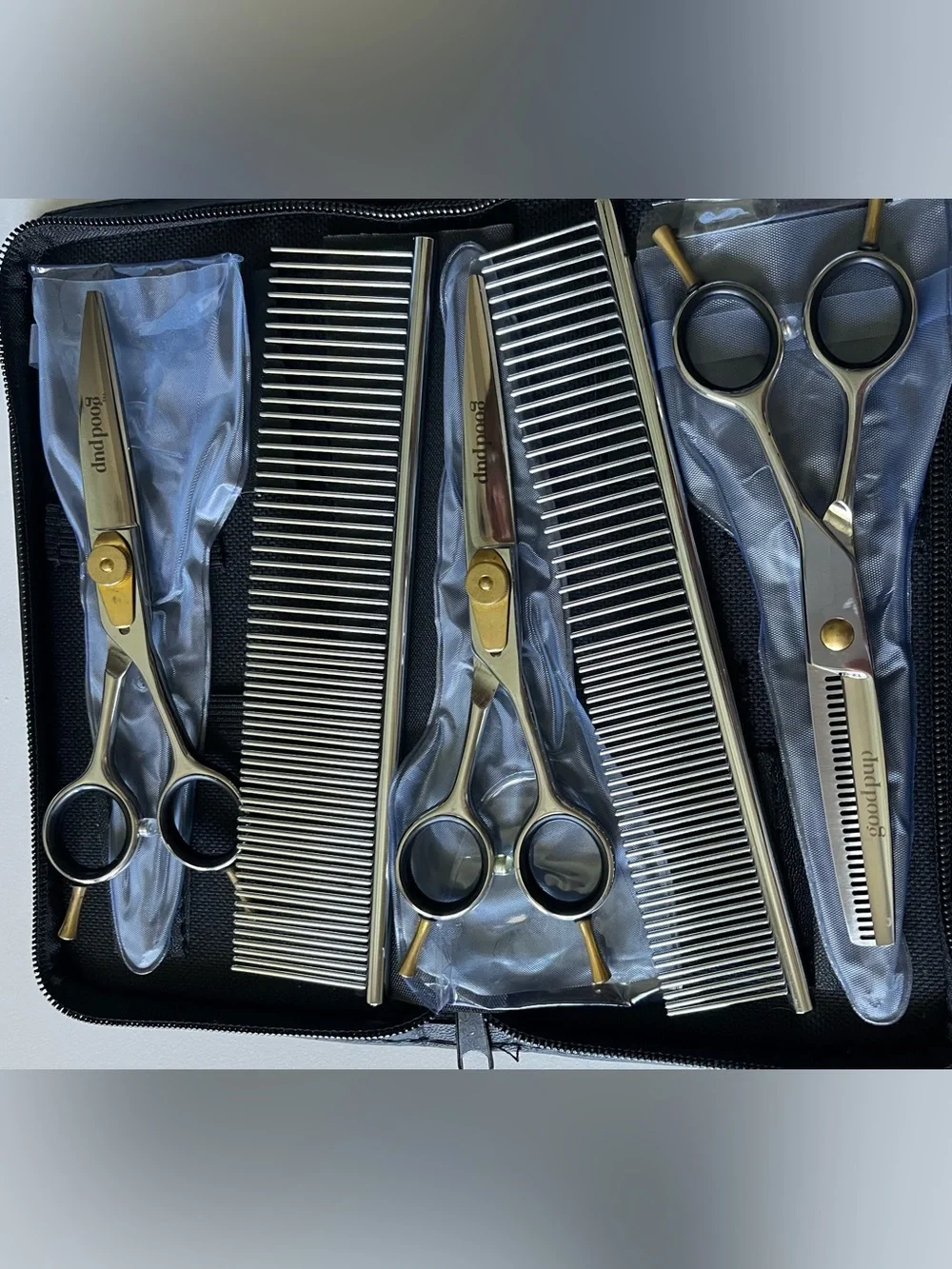 Good Pup GroominStainless Steel Silver & Gold Hair Scissors and Comb Set NWOT